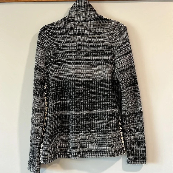 Chaps - black/cream, M moto style houndstooth sweater - Picture 2 of 5